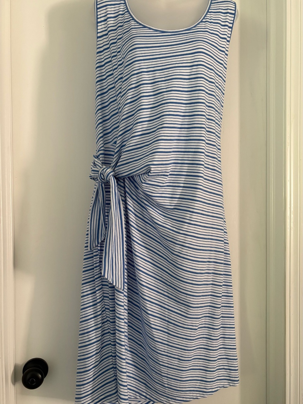 Talbots Sleeveless Blue and White Striped Tie-Waist Dress Size 3X